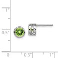 thumbnail image 2 of White Sterling Silver Earring Stud Women'S Peridot Green 7 mm, 2 of 2