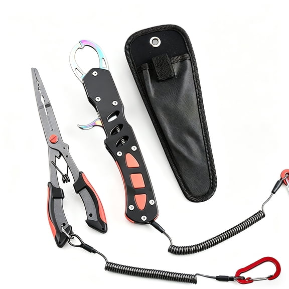 Livease Fishing Tool Kit, Corrosion Resistant Fishing Pliers & Fish Lip Gripper w/Lanyard, Fishing Gear