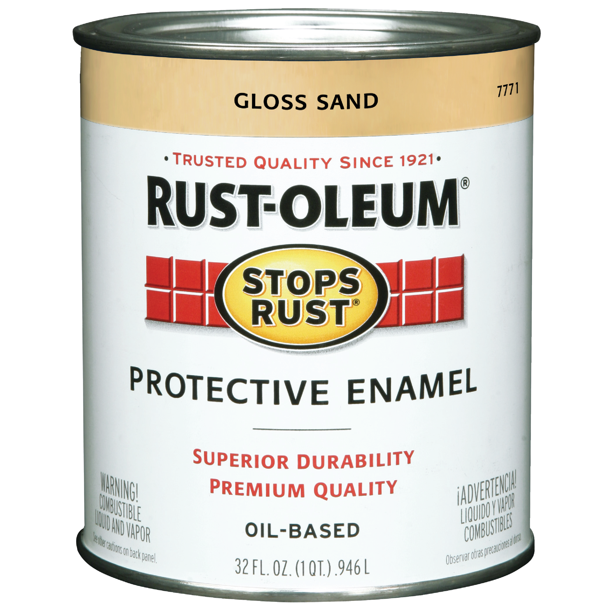 RUSTOLEUM STOPS RUST 7771502 Protective Enamel, Gloss, Sand, 1 qt