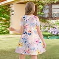 thumbnail image 4 of XADYUY Girls Dresses Size 10-12 Casual A-Line Sleeveless T-Shirt Dress for School Butterfly Print Crew Neck Swing kids sundresses girls 4-16,Pink 5-6 Years, 4 of 6