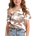 thumbnail image 2 of JOANKDMI Children One Shoulder T Shirts Girls 5-6 Camouflage Print Short Sleeve Tops Summer Casual Slant Neck Blouse Asymmetrical Fashion Tees Daily Holiday Wear Outfit, 2 of 9