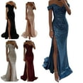 thumbnail image 6 of CENL Women Sequined V Neck Off Shoulder Split Long Dress Evening Party Maxi Dress, 6 of 9