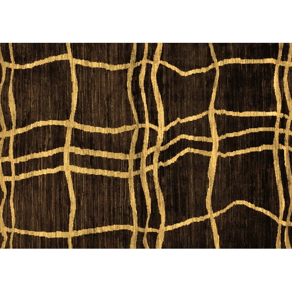 Ahgly Company Indoor Rectangle Abstract Brown Modern Area Rugs, 4' x 6'