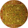 thumbnail image 1 of Ahgly Company Machine Washable Indoor Round Oriental Yellow Industrial Area Rugs, 5' Round, 1 of 4