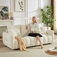 thumbnail image 4 of Muumblus Pure 3-Seater Sofa, 79.5" Teddy Upholstered Sofa Couch for Living Room, Beige, 4 of 7