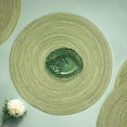 thumbnail image 5 of Granjero Gordo Juego de 6 manteles individuales redondos tejidos, elegantes manteles individuales de 15 pulgadas para mesas de comedor, decoración de fiestas en interiores y exteriores (verde claro), 5 of 5