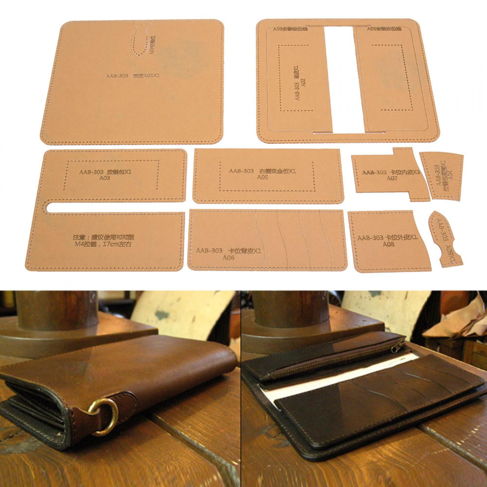 Nieyigj Clear Acrylic Leathercraft Template Stencil Kit Handcraft Wallet Purse Making Pattern DIY Leather Craft Tool, 8.66 inches / 22 cm (AAB-303)