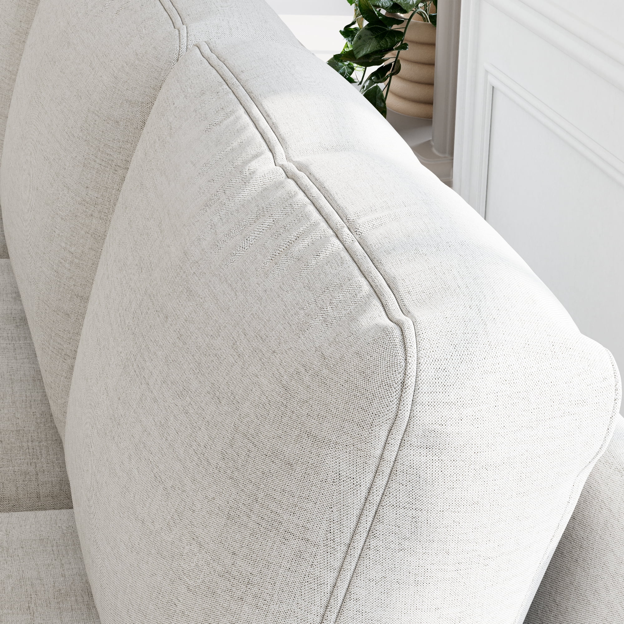 Aukfa 3 Piece Living Room Sofa Set, Modern Upholstered Sectional Couch with 3 Seater Sofa, Loveseat and Armchair, Furniture Set, Beige