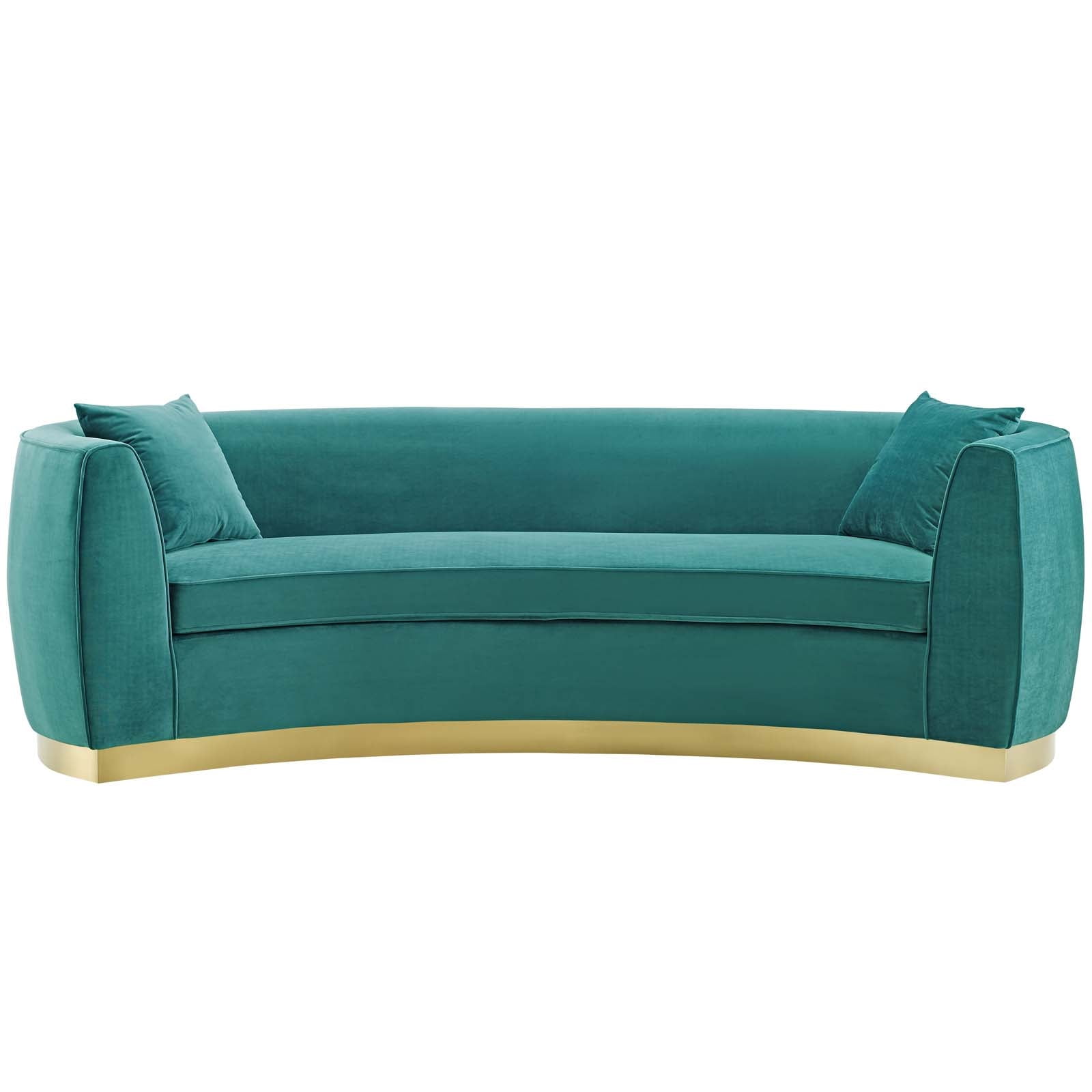 Curved Performance Velvet Sofa, Teal