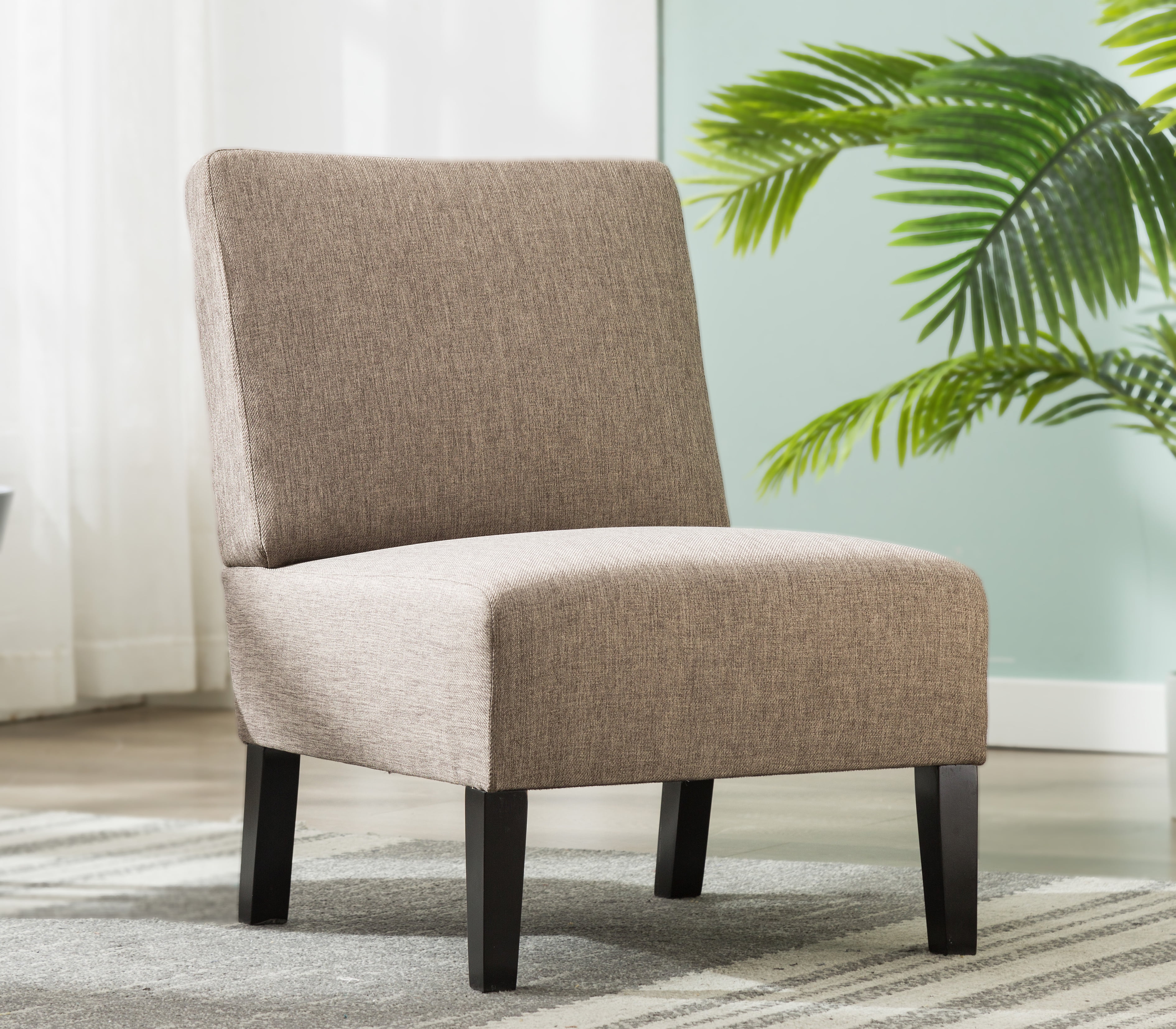 Armless Chairs, Upholstered Armless Accent Fabric Chair with Wood Legs