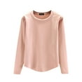 thumbnail image 1 of MIASHUI Femmes Automne Hiver Décontracté Multicolore Uni Col Rond sous-Vêtements Thermiques Épais Haut Chaud Couche de Base Rose,G, 1 of 7