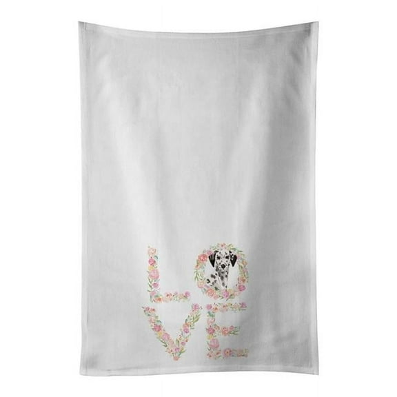 Carolines Treasures WDK4574WTKT 28 x 19 in. Unisex Dalmatian Love White Dish Towels Kitchen Towel - Set of 2