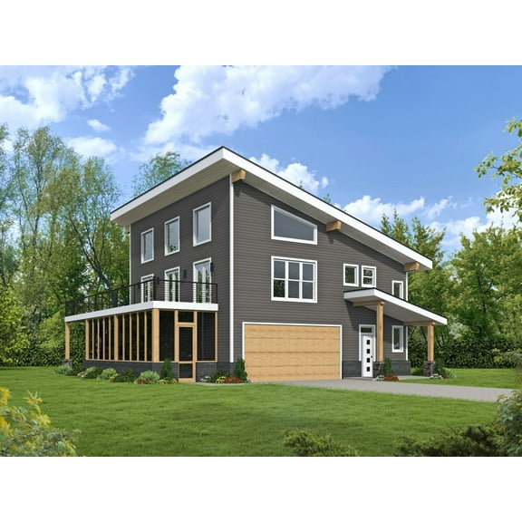 763-4581: Modern Luxury 3 Bed, 3 Bath Luxury Home Plan, 2161 Sq Ft: Full Blueprints with License to Build by Home Plan Marketplace - Lesuto