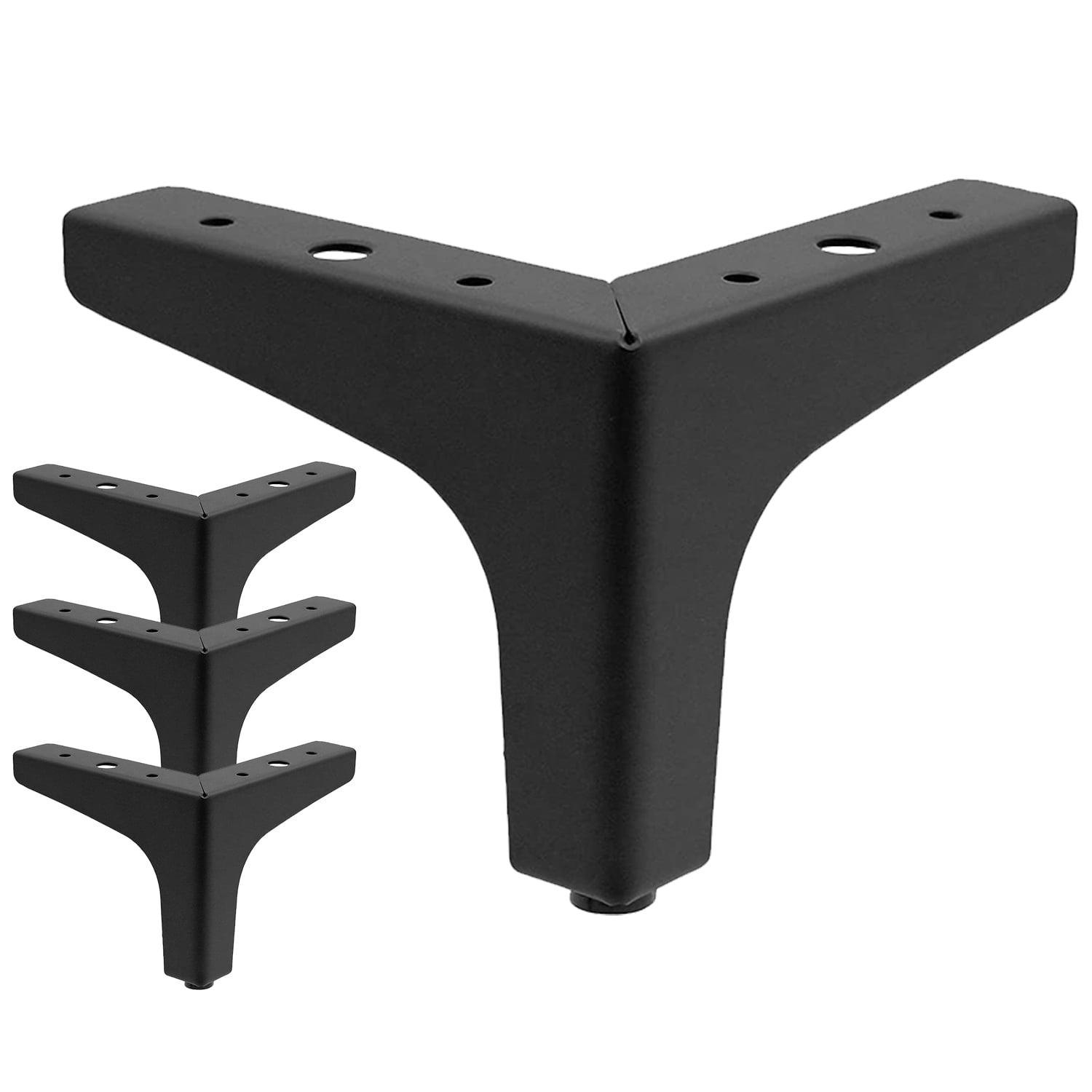 SKERELL 4 Pack Iron Furniture Leg,4inch Furniture Feet,Black Triangle Sofa Legs with Screws