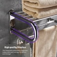 thumbnail image 4 of Scalable Towel Rack Double Layered Bathroom Shelves with 4 Removable Hooks Wall Mounted Towel Holder Rustproof Stainless Steel Towel Bar Adjustable 16 to 32 Inch, 4 of 8