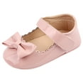 thumbnail image 1 of TIEVOSA Summer Children Shoes Girls Sports Flat Bottom Lightweight Hook Loop Solid Color Bow Simple Style 0-6 Months(Pink), 1 of 8
