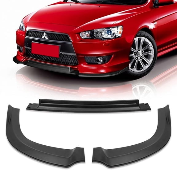 For 2008-2015 Mitsubishi Lancer RA-Style Matt Black Front Bumper Spoiler Lip Kit