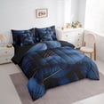 thumbnail image 3 of Manfei Rustic Leaves 7 Pieces Bedding Comforter Set,Modern Aesthetic Deagin Full Bedding Set,Deepblue Gold Fitted Sheet Flat Sheet For Girls,Super Cozy Room Decor Reversible, 3 of 8