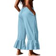 thumbnail image 4 of SAWOBUUN Womens Casual Cropped Pants High Waisted Drawstring Ruffle Hem Trousers Lightweight Loose Fit Adjustable Cuff Lounge Pants, 4 of 10