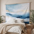 thumbnail image 3 of Blue Yellow Large Tapestry for Bedroom Wall Hanging Tapestry, Modern Ombre Abstract Oil Painting Ceiling Backdrop Tapestries Poster Blanket Wall Decor for Teens Room Living Room Dorm 86" x 104", 3 of 8