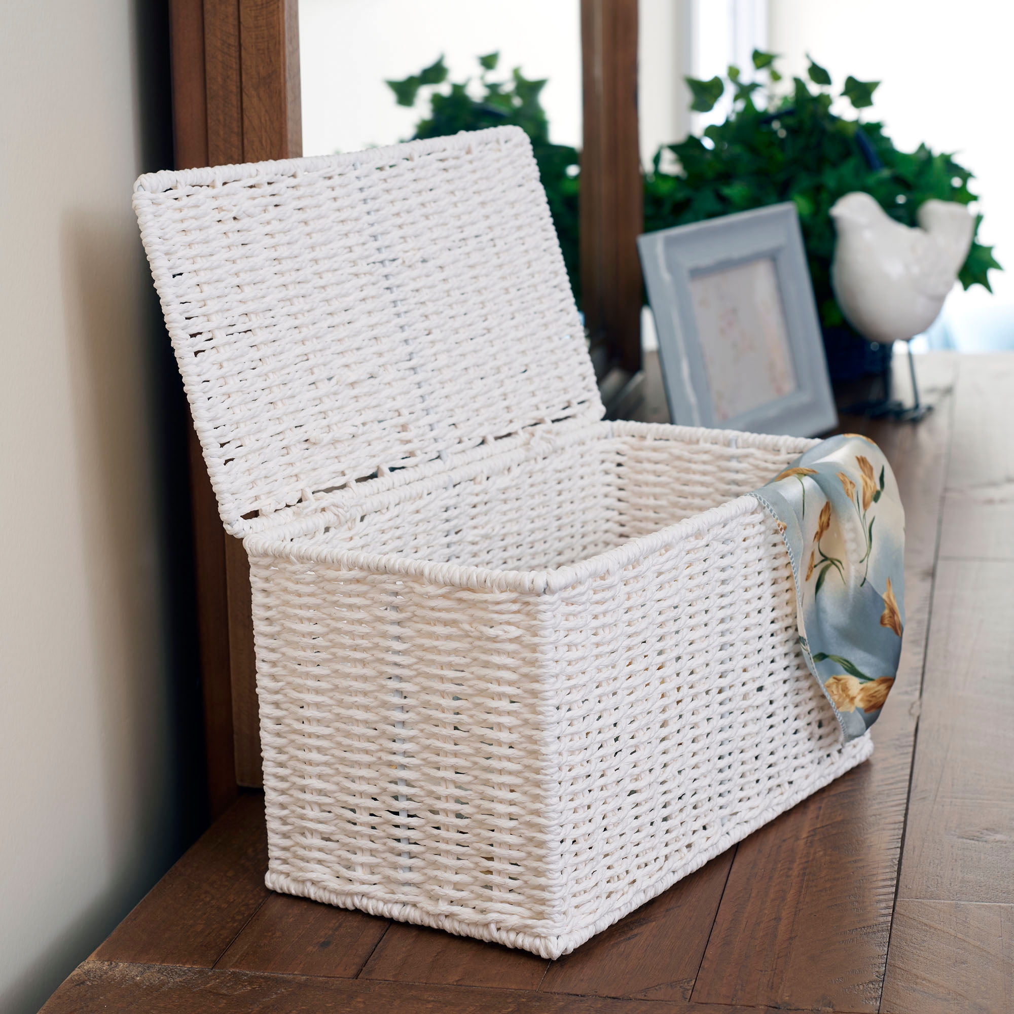 wicker basket storage boxes