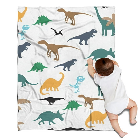 Colorful Dinosaurs Silhouettes Pattern Blanket,Comfortable Soft Lamb Wool Throw Blanket,All Season,Warm Lightweight Blankets for Sofa Bed Couch Living Room Chair,30"x40"