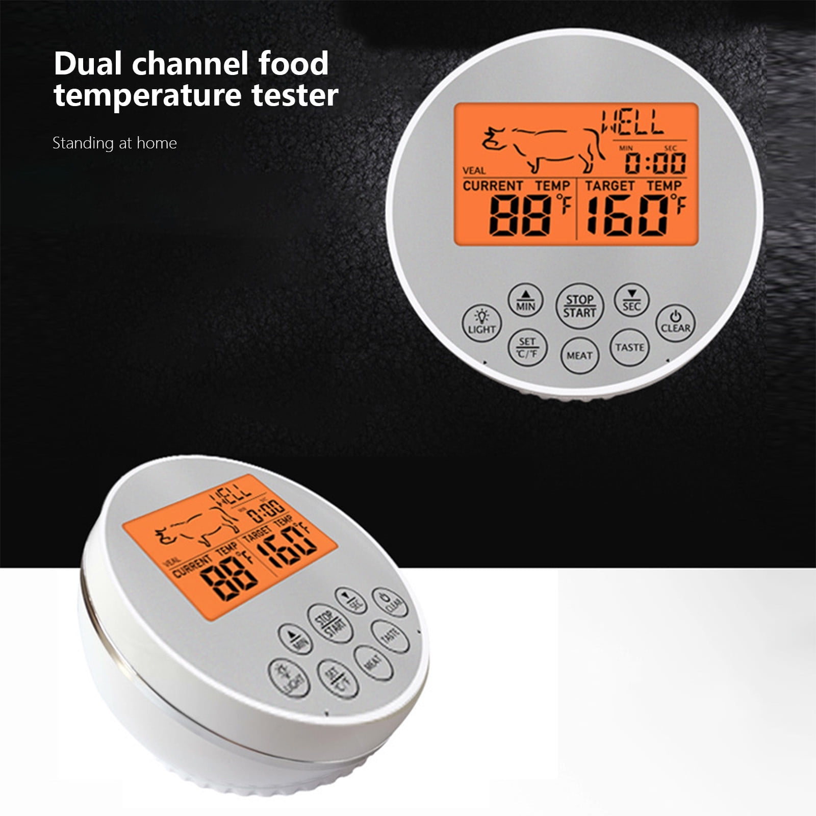 Gnmfd Digital Instant Read Meat Thermometer Waterproof Kitchen BBQ Grill Candy Coffee Oil Frying Probe Accurate Temperature -40°F–572°F Backlit LCD Holiday Cooking Gift Essentials