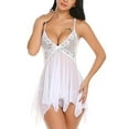 thumbnail image 1 of Women'sBabydollSlipsChemisesNegligeesSolidColoredPolyLaceSpringSummerFallWinterNavyWhite/Spandex/SuperSexyWhite, 1 of 2
