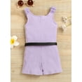 thumbnail image 3 of aturustex Toddler Kids Girl Jumpsuit Sets Ribbed Wide Strap Sleeveless Short Playsuit and Solid Color Waist Bag Summer Suits, 3 of 9