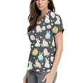 thumbnail image 2 of Plus Size Scrub Tops，Easter Scrub Tops Women Bunny Egg Hunt Print Short Sleeve V Neck Stretchy Holiday Nurse Working Uniform Scrubs Sets，Dark Gray，S, 2 of 4
