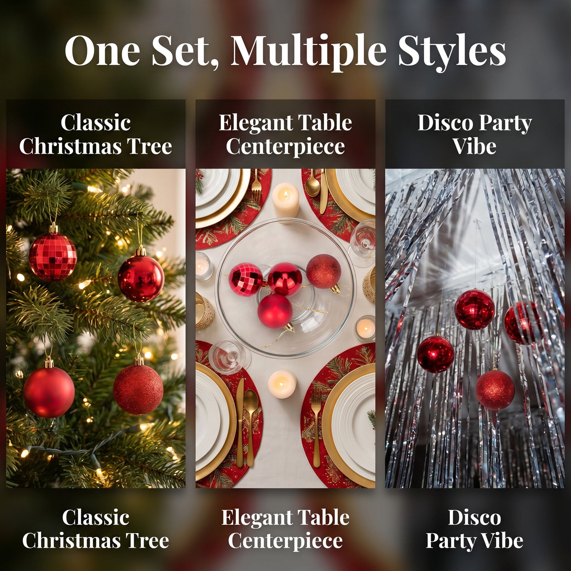 Unique Bargains 24Pcs Christmas Tree Hanging Baubles Shatterproof Ornaments Red 1.6"