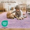 thumbnail image 4 of ODIKA 5'x7' Washable Area Rug Easy Care, Non-Shedding, Pet Friendly, Purple Pink Tie Dye Blend Interlocking Geometric Furry for Small Living Room, Bedroom, 4 of 7