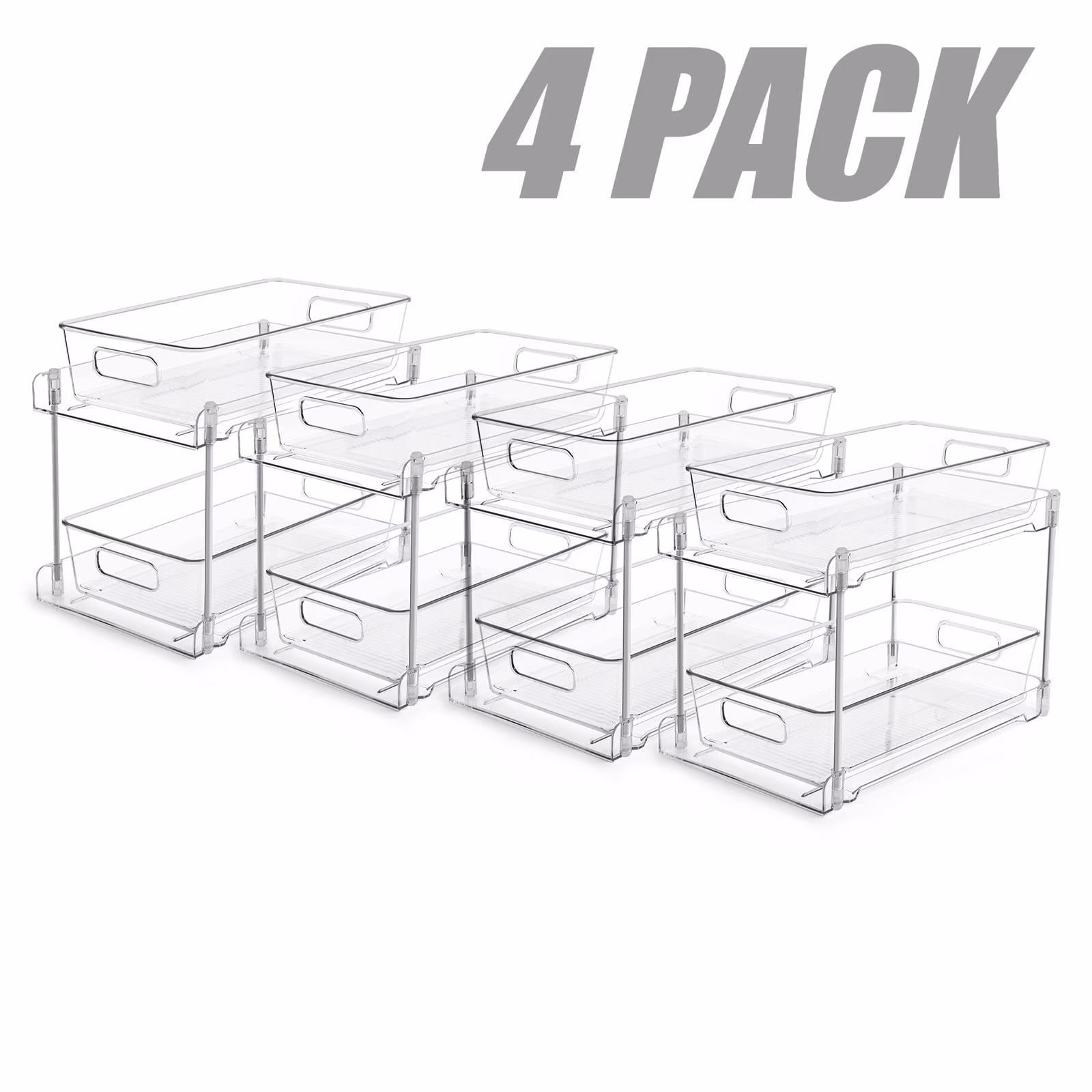 thumbnail image 1 of Paquete de 4 Organizadores Transparentes para Baño, Debajo del Fregadero, Encimera de Cocina y Cajones de Botiquín, 1 of 7