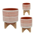thumbnail image 2 of 5" AZTEC PLANTER W/ WOOD STAND, RED, 2 of 2