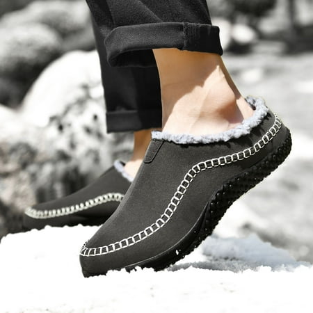 

Men s Cotton Slippers Winter Plus Velvet Indoor Home Shoes Lazy Shoes