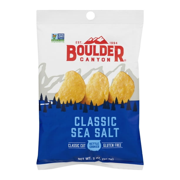 Boulder Canyon Kettle Cooked Potato Chips, Totally Natural, 2 Oz (Pack