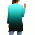 thumbnail image 4 of QATAINLAV Cardigan Women, Summer Casual Comfortable Kimono Trendy Gradient Print Shawl Flowy Hem 3/4 Sleeve Duster Tops Outerwear Prime Sales Today Green 3XL, 4 of 6