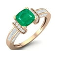 thumbnail image 2 of 2.02 Cts Cushion Shape Emerald Art Deco Shank 925 Sterling Silver Rose Vermeil Women Valentines Day Gifts Ring, 2 of 3