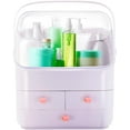 thumbnail image 2 of Elavain Cosmetics Organizer Countertop Makeup Holder, Plastic Caddy Skincare Organizers and Storage, Bathroom Shelf Organizer w/Portable Handle, Lid made of Waterproof & Dustproof Acrylic Fully Open, 2 of 7