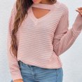 thumbnail image 5 of Lilgiuy Women Casual Soild Long Sleeve Knit Pullover Crewneck Sweater Coat,Pink,8(L) Winter Dresses for 2022, 5 of 5