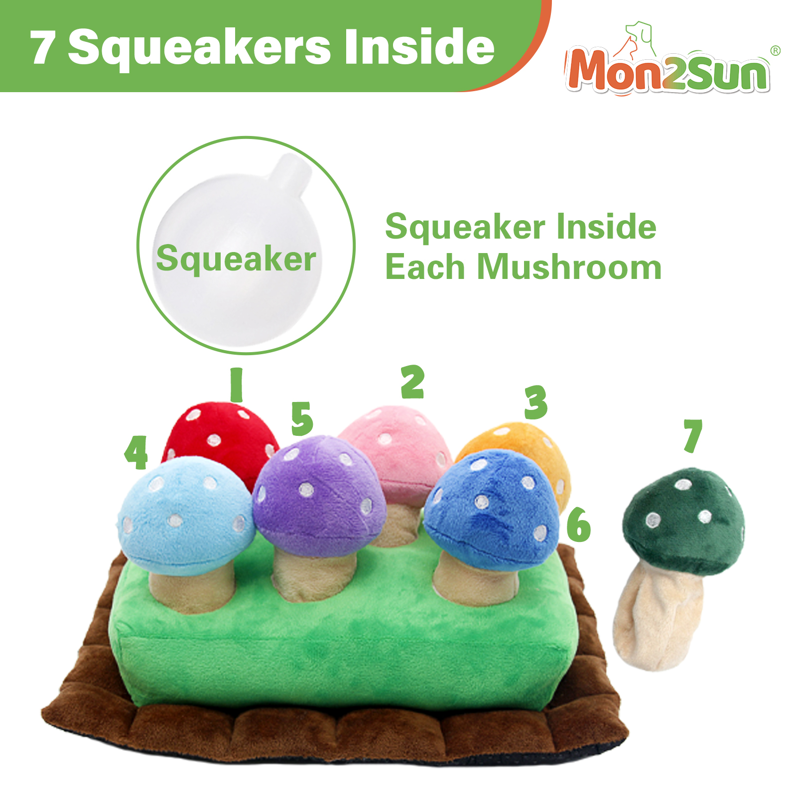Hide and Seek Dog Toy, Squeaky Interactive Puzzle Toys for Small and Medium Dogs - Mushrooms