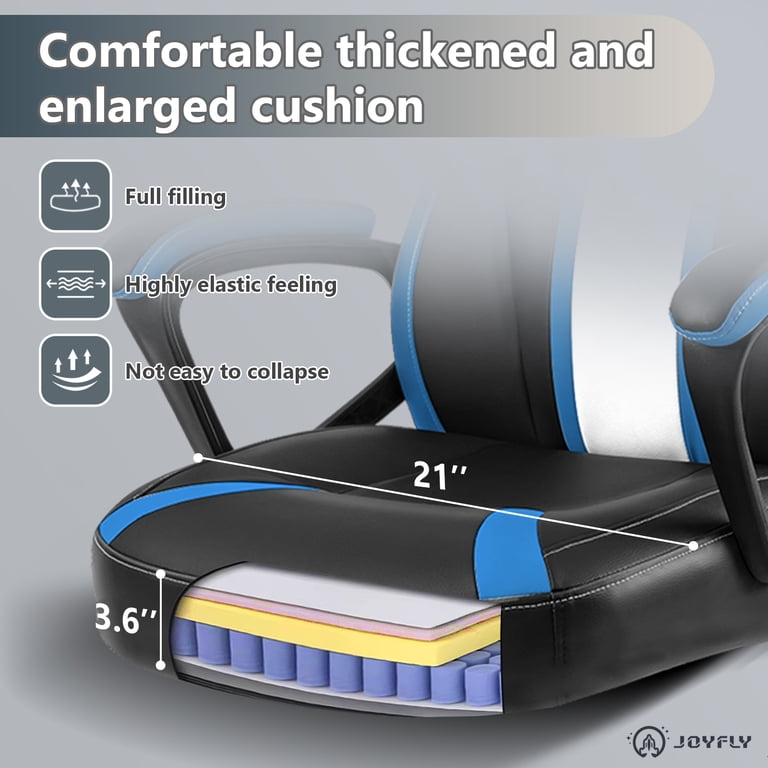 JOYFLY Ergonomic Gaming Chair, PU Leather, Adjustable Features