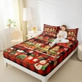 thumbnail image 4 of Manfei Cartoon Train Bed Sheets,Kawaii Gingerbread Man King Sheets,Red Black Grid Sheet Set For Gitls Teens,Microfiber Bedroom Decor,4-Piece, 4 of 7