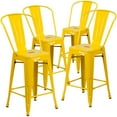 thumbnail image 2 of Flash Furniture Commercial Grade 4 Pack 24" High Yellow Metal Indoor-Outdoor Counter Height Stool with Removable Back, 2 of 14