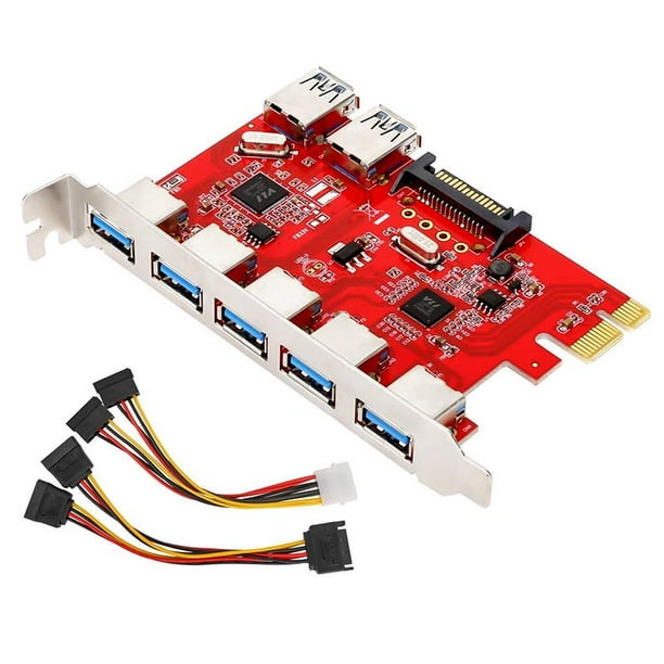 Pci E 7 Ports Usb 3 0 Expansion Card Adapter Pci Express Card With 5 External Port 2 Internal Usb 3 0 Interface 15 Pin Power Connector Compatible For Windows Xp Vista 7 8 10 Walmart Com Walmart Com