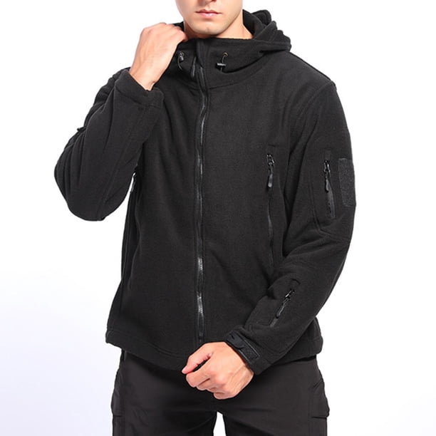 Puntoco Chaqueta Con Capucha De Manga Larga Cálida Para Hombre, De Color Sólido, Con Cremallera, Para Deportes Al Aire Libre, Con Múltiples Bolsillos