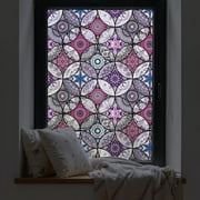 DKTIE Static Cling Decorative Window Film with Installation Tool Non Adhesive Privacy Film Stained Glass Window Film for Bathroom Shower Door Heat Cotrol Anti UV 17.7 x 78.7 Inch