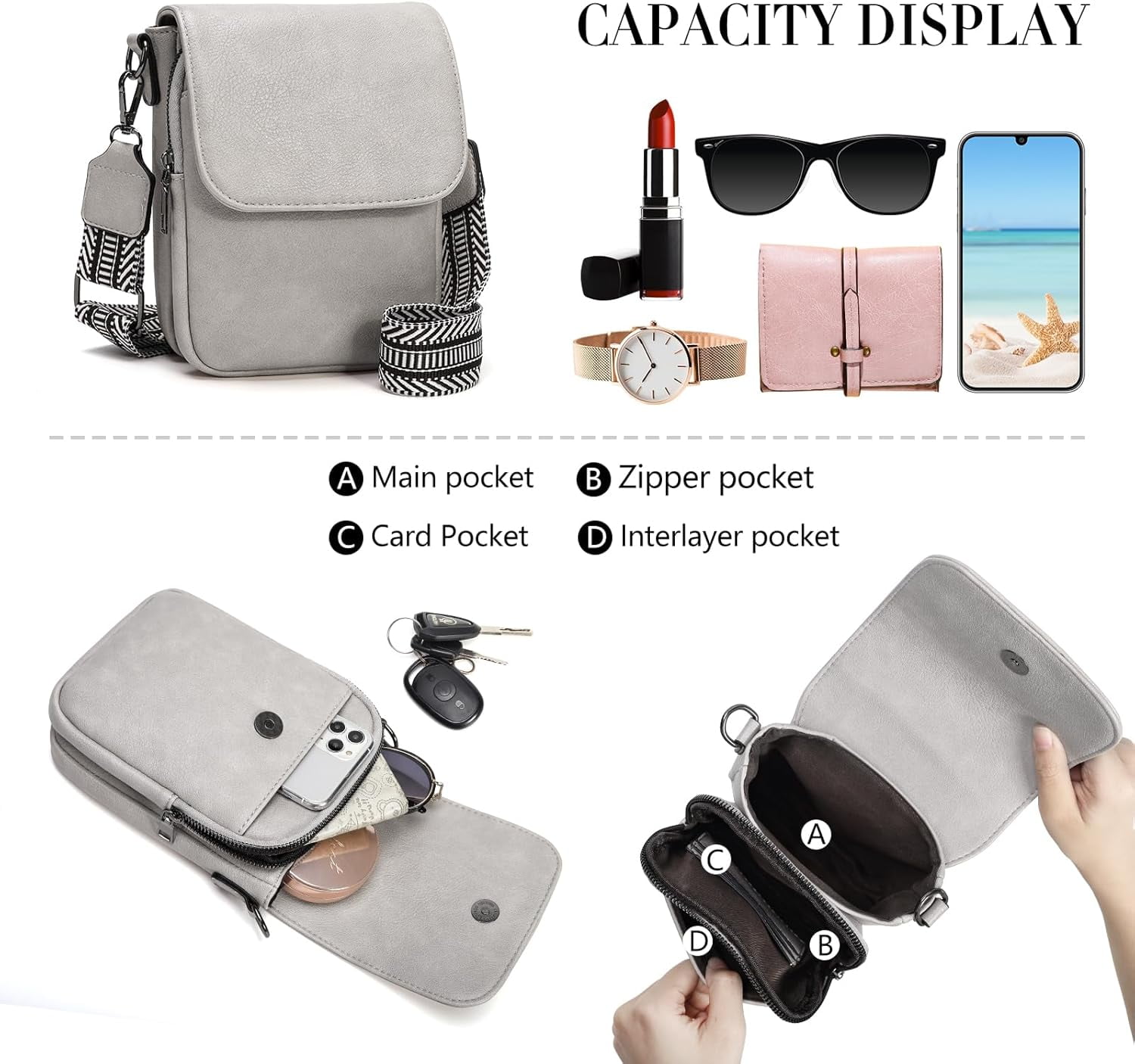 Small Crossbody Bag for Women Cell Phone Bag Cross Body Wallet Purses Mini Shoulder Handbag Purse with Card Slots