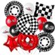 thumbnail image 1 of racing theme 40-inch digital foil balloon, featuring black and white checkered pattern and red racing elements, perfect for birthday party decorations and racing-themed events. (Number 3, 11), 1 of 14