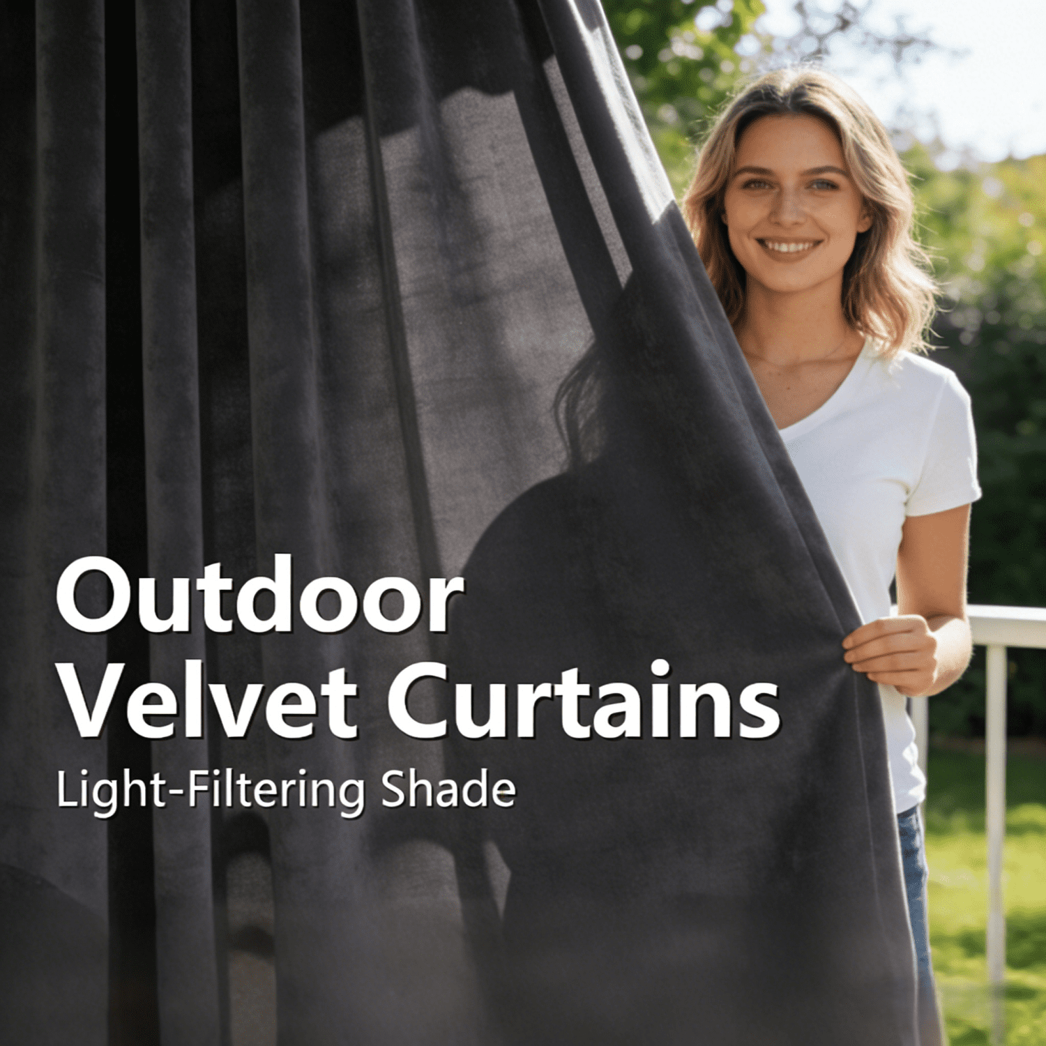 SNITIE Velvet Outdoor Curtains 52x84/96/108 Inch Set of 4 - Grommet Top, UV & Water Resistant, Fade-Resistant, Machine Washable for Gazebo Patio Porch